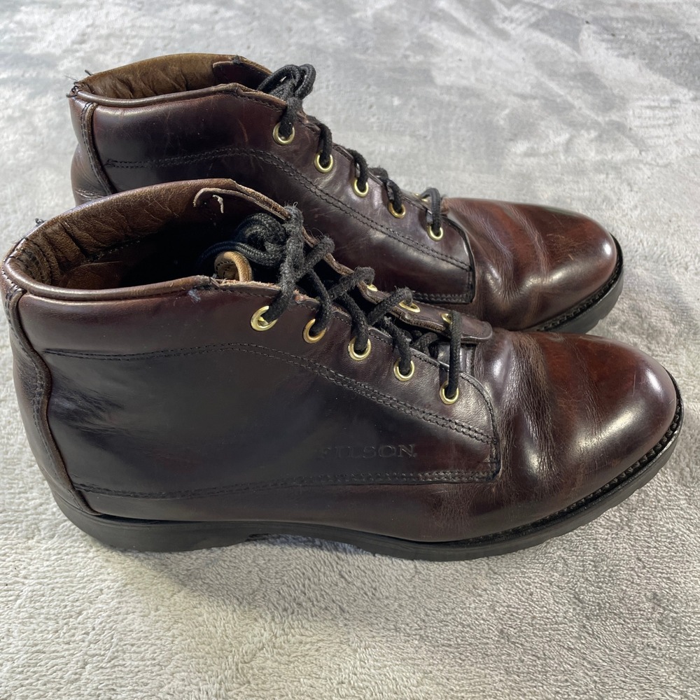 Vintage Filson Boots Chukka Uplander Mens 9 Patina Leather Field Vibram Ankle